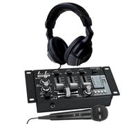 HQ Power PROMIX50U Table de mixage MP3 stéréo 2 canaux, 2 entrées micro et 1 entrée USB, Sono DJ, Casque et Microphone