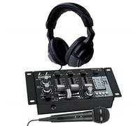 HQ Power PROMIX50U Table de mixage MP3 stéréo 2 canaux, 2 entrées micro et 1 entrée USB, Sono DJ, Casque et Microphone
