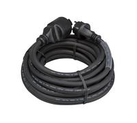 HQ-Power Rallonge, avec gaine rétractile, H05RR-F 3G2.5, 15 m, 16 A/230 V, 3680 W, type E/F, IP44, caoutchouc, noir