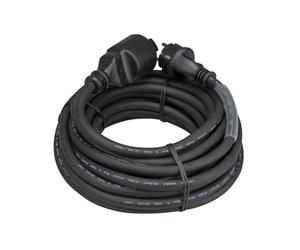 HQ-Power Rallonge avec Gaine thermorétractable H05RR-F 3G2.5 20m 16A/230V 3680W Type E/F IP44 Caoutchouc Noir