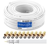HQ+ Satellite Coaxial Cable 30 m 135 dB - 5 Shields for DVB-S - S2 DVB-T and DVB-C - 4K 1080p Full HD HDTV - with 10 Gold Plated F-Plugs