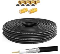 HQ135 PRO 10m SAT Coaxial Cable with 2 F Connectors + 4 Free Gold Plated F Plugs Quadruple Shielded Satellite Antenna Cable for DVB-S/S2 DVB-C/C2 DVB-T/T2 DAB+ Installations