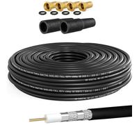 HQ135 PRO 10m SAT Coaxial Cable with 2 Rubber Sockets + 4 Free Gold Plated F Plugs Quadruple Shielded Satellite Antenna Cable For DVB-S/S2 DVB-C/C2 Installations