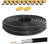 HQ135 PRO 30M SAT Coaxial Cable with 2 F Connectors + 10 Gold Plated F Plugs, Quad Shielded Satellite Antenna Cable for DVB-S/S2 DVB-C/C2 DVB-T/T2 DAB + Radio Installations