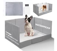 HQ4US 4LEGS Bac à litière pour chien avec parois hautes, plateau pliable pour chiot et chiens de taille moyenne, sans couture, pas de montage, imperméable, facile à nettoyer, pas de déversement