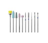 HQABCUTR Jeu de forets à ongles en diamant, tête de polissage en carbure, fraise, outils de brosse, 10 pièces/boîte