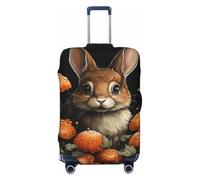 HQaxsfQxnr Housse de protection élastique pour valise de voyage, housse de protection pour valise, lapin avec champignons, protection anti-rayures, housse décorative pour adulte (45,7 à 81,3 cm), Noir