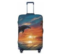 HQaxsfQxnr Housse de protection élastique pour valise de voyage, housse de protection pour valise, motif dauphins et palmiers, protection anti-rayures, housse décorative pour adulte (45,7 à 81,3 cm),