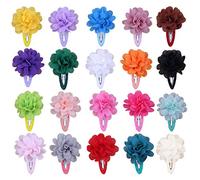 HQdeal Pince à Cheveux, 20 Pièces Mousseline de Soie Fleurs Barrettes de Cheveux, Fillette Cheveu Accessoire pour petites filles Femmes bébés et enfants