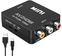 HQDWA Convertisseur RCA vers HDMI, AV vers HDMI, 1080p Mini RCA composite CVBS AV vers HDMI Video Audio Converter Adaptateur avec PAL/NTSC, prend en charge TV/PC/DVD/VCR/STB/VHS/PS Jeux