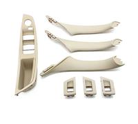 HQGQCEZEK Conduite À Gauche LHD Beige Noir En Fiber Carbone Voiture Poignée Porte Intérieure Tirer 7 PCS Ensemble Pour Série 5 F10 F18 523 525 528 (Model B Oyster)