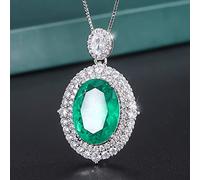HQHYGM 18 mm Emerald Aquamarine Sapphire Pendant Collier pour Femmes Bijoux Accessoires Cadeaux en Chine