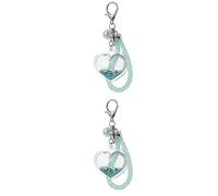 HQHYGM 2 Ensembles Amour Or Pendentif chaîne Voiture Suspendus Accessoires pour Femmes Acrylique fête de noël faveur Liquide Mouvement Porte-clés créatif Porte-clés Fille Porte-clés