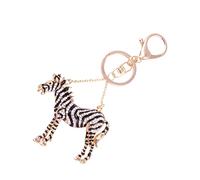 HQHYGM 2 pièces Porte-clés zèbre Porte-clés Animal Porte-clés Accessoires de Cheval pour Vrais Chevaux Dit éléphant Pendentif Remise de diplôme Voiture Porte-clés Strass Portefeuille en métal
