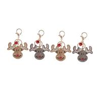 HQHYGM 4 pièces Porte-clés Renne de noël Pendentif Mignon Porte-clés en Forme de Cloche pour Sacs clés décoration de noël Festive bel Accessoire de Vacances aléatoire