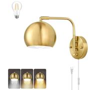 HQHYGM Applique Murale d'intérieur avec Interrupteur réglable en métal pour Chevet avec Cordon de Lecture Mural Industriel rétro pour Salon, Chambre à Coucher/1 Paquet