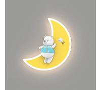 HQHYGM Applique Murale pour Chambre d'enfant Lampe Murale Lune de Dessin animé Lampe Murale de Chevet de Chambre d'enfant Luminaires muraux 8W 3 Modes de Couleur Appliques murales veilleuses