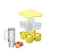 HQHYGM Bac à glaçons en Silicone pour Tasse Stanley 20-40oz, Moule à Glace avec Couvercle, 4 glaçons à Cylindre Creux pour Refroidir Les Cocktails, Le Whisky, Les Boissons, Le café au congélateur,