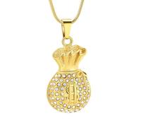 HQHYGM Bijoux de crémation pour Cendres d'un être Cher, Signe de Dollar, Sac d'argent, Colliers d'urne avec Cadeau commémoratif en Cristal pour Femmes Hommes