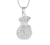 HQHYGM Bijoux de crémation pour Cendres pour Un être Cher, Signe de Dollar, Collier d'urne avec Cristal, Cadeau commémoratif pour Femmes Hommes, Argent