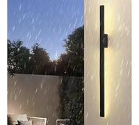 HQHYGM Black Aluminium Long Wall Outdoor Minimalism Wall Lamp IP65 Waterproof Wall Lights Rectangulaire Wall Villa Hallway Garden Garage (100cm B Neutral Light)