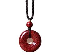 HQHYGM Bracelet de cinabre minéral Brut Naturel pour Hommes et Femmes, Pendentif de Boucle de Paix de cinabre à Haute teneur en Cristal Violet Or impérial Sable Rouge année Animale Collier Pendentif