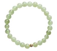 HQHYGM Bracelet de Pierres précieuses Naturelles, Bracelet en Jade Naturel pour Femme, Petite amulette en Jade néphrite de 6 mm, Bracelet Porte-Bonheur, Pierre Talisman, Attire la Richesse, la