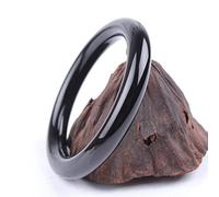 HQHYGM Bracelets de décoration de Mode Bracelets pour Dames, Classique Chinois Noir Mince Bande Naturelle Jadéite Jade Bracelet Rond Bracelet Bijoux, avec boîte-Cadeau et Certificat (Couleur : Noir,