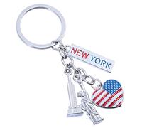 HQHYGM Breloques pour Sac à Main I Love New York Statue de la Liberté Porte-clés Drapeau des États-Unis Anneau pour la fête Nationale Sac à Dos Décoration de clé de Voiture (1 piè) Souvenirs