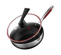 HQHYGM Casserole Poêle à Frire 28 cm Poêle à Frire antiadhésive Wok de Cuisine Poêle en Acier Inoxydable 316L Wok en nid d'abeille Poêle de Cuisine avec Couvercle Casseroles (SET1 28 cm)