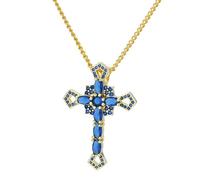 HQHYGM Collier de Croix Occidentale Vintage pour Femmes, Collier de Croix Occidentale en Cristal chrétien - Collier de Croix chrétienne, Collier Occidental pour Hommes pour Cadeaux d'anniversaire