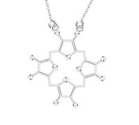 HQHYGM Collier de sérotonine en Argent Sterling 925 pour Femmes Hommes, 3D sérotonine, adrénaline, caféine, Dopamine, molécule, Science, biologie, Chimique, Pendentif à breloque, Chimie