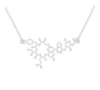 HQHYGM Collier de sérotonine en Argent Sterling 925 pour Femmes Hommes, 3D sérotonine, adrénaline, caféine, Dopamine, molécule, Science, biologie, Chimique, Pendentif à breloque, Chimie