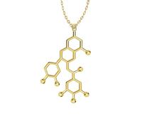 HQHYGM Collier de sérotonine en Argent Sterling 925 pour Femmes Hommes, 3D sérotonine, adrénaline, caféine, Dopamine, molécule, Science, biologie, Chimique, Pendentif à breloque, Chimie