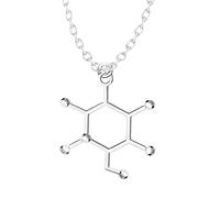 HQHYGM Collier de sérotonine en Argent Sterling 925 pour Femmes Hommes, 3D sérotonine, adrénaline, caféine, Dopamine, molécule, Science, biologie, Chimique, Pendentif à breloque, Chimie