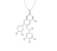HQHYGM Collier de sérotonine en Argent Sterling 925 pour Femmes Hommes, 3D sérotonine, adrénaline, caféine, Dopamine, molécule, Science, biologie, Chimique, Pendentif à breloque, Chimie