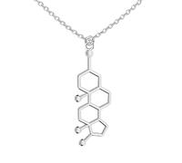 HQHYGM Collier de sérotonine en Argent Sterling 925 pour Femmes Hommes, 3D sérotonine, adrénaline, caféine, Dopamine, molécule, Science, biologie, Chimique, Pendentif à breloque, Chimie