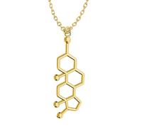 HQHYGM Collier de sérotonine en Argent Sterling 925 pour Femmes Hommes, 3D sérotonine, adrénaline, caféine, Dopamine, molécule, Science, biologie, Chimique, Pendentif à breloque, Chimie