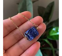 HQHYGM Colliers en Cristal de Roche Brut pour Pierre Reiki, améthystes Naturelles, Lapis, Tourmaline, Fluorite, Quartz Rose, Pendentif, spécimen minéral (Taille : Sodalite)