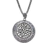 HQHYGM Colliers Pendentif Collier Cristal Creux Sculpté Fleur Boho Vintage Femmes Cadeau Chaîne Long Pull Élégant Bijoux De Fête Beau Praical Bijoux Cadeau