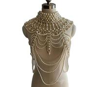 HQHYGM Femmes Vintage Multi-brins Fausse Perle du Corps Collier réglable élevé C