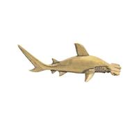 HQHYGM Figurine Requin Ornement d'animal Marin, Artisanal en Laiton, Cadeau Collection, décor de Bureau d'entrée, 16.6x5.7 cm