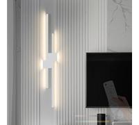 HQHYGM Lampe murale d'intérieur avec télécommande Dimmable 2700K-6500K Wall Iron Aluminium Long Rectangulaire Long Rectangulaire Long Rectangulaire pour Living Room Bedroom (120cm White)