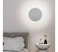HQHYGM Lampes murales Rondes en Acrylique Appliques murales minimalistes Lecture de Chevet de Lecture légère Noire/Blanc Chambre décorative pour la Chambre Couloir du Salon (lumière Blanche de 24
