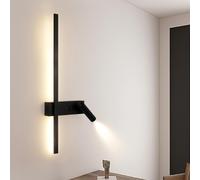 HQHYGM Longues lumières murales Noires avec Mur à Double Fer/Acrylique avec 350 ° Spot-ondal Spotlight Minimaliste Lampe Murale rectangulaire pour Le Coucher du Salon de la Chambre (60 cm de lumière