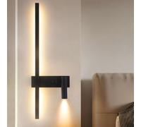 HQHYGM Longues lumières murales Noires avec Mur de Fer Double/Acrylique avec 350 ° Spottal Spotlight Minimaliste Lampe Murale rectangulaire pour Le Coucher du Salon de la Chambre (100 cm de lumière