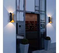 HQHYGM Lot de 2 Appliques murales de Noires, Applique Murale intérieure extérieure, éclairage vers Le Haut, étanche IP65, 10 W, en Aluminium, Haut vers Le Bas, Blanc Chaud, Mur, Salon, Hall, Salle