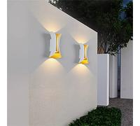 HQHYGM Lot de 2 Appliques murales de Noires, Applique Murale intérieure extérieure, éclairage vers Le Haut, étanche IP65, 10 W, en Aluminium, Haut vers Le Bas, Blanc Chaud, Mur, Salon, Hall, Salle