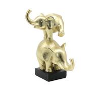 HQHYGM Lukitas Statue et Sculpture d'éléphant doré, Figurines de Maman et bébé éléphant, décoration Moderne et acrobatique ludique pour Table, étagère, Meuble TV, résine 25,4 cm