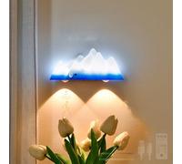 HQHYGM Lumières murales intérieures créatives avec capteur de Mouvement Lampe Murale avec télécommande Mur Murs USB USB Mountain de Neige Rechargeable pour Les Chambres Halway (1 Paquet Bleu + Blanc)